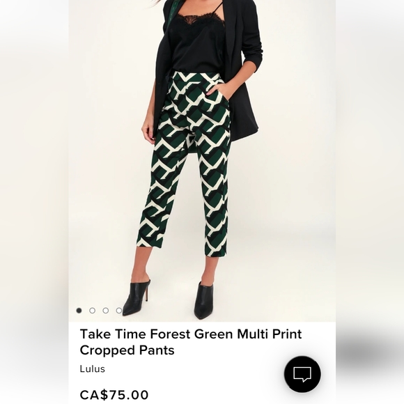 Lulu's Take Time Forest Green Multi-Print Cropped Pants - Picture 4 of 4